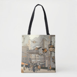 Bolsa Tote Ficção científica vintage urbana Paris, Steam Punk
