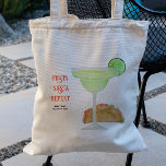 Bolsa Tote Fiesta Festa de solteira Taco e Margarita Tequila<br><div class="desc">Esta bolsa de tote apresenta uma pintura aquosa de um vidro margarita e taco. Personalize com suas informações e altere qualquer texto para se adequar ao seu estilo.</div>