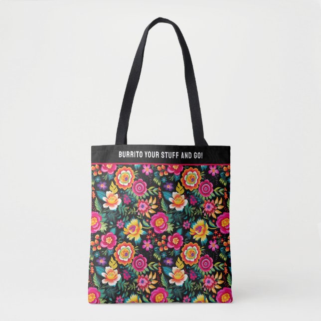 Bolsa Tote Fiesta Floral Extravaganza Personalizável (Frente)