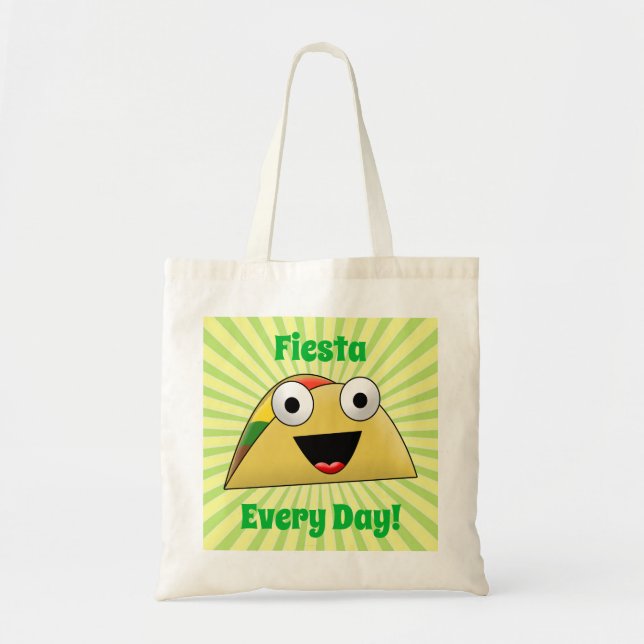 Bolsa Tote Fiesta Todos Os Dias Um Taco Engraçado (Frente)