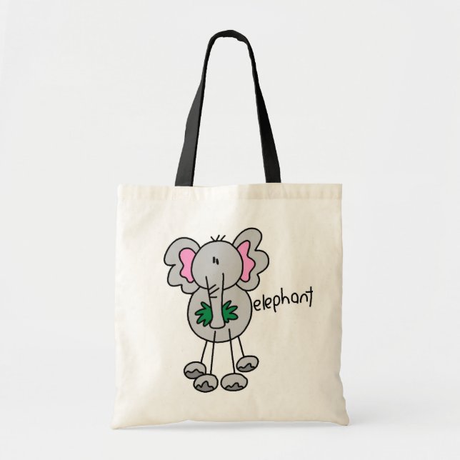 Bolsa Tote Figura camiseta e presentes da vara do elefante (Frente)