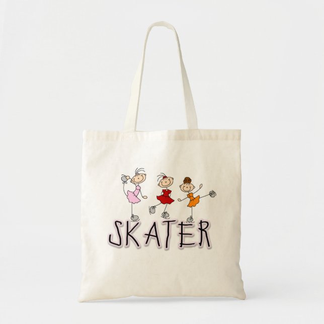 Bolsa Tote Figura camiseta e presentes da vara do patinador (Frente)