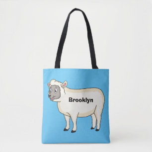 Bolsa Tote Figura de desenho animado de ovelhas bonitas e fel