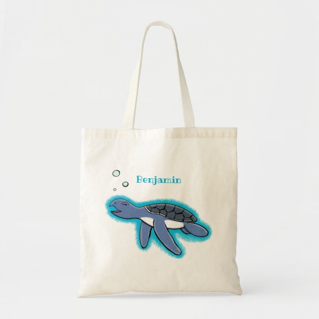 Bolsa Tote Figura de desenho animado de tartaruga-do-mar (Frente)