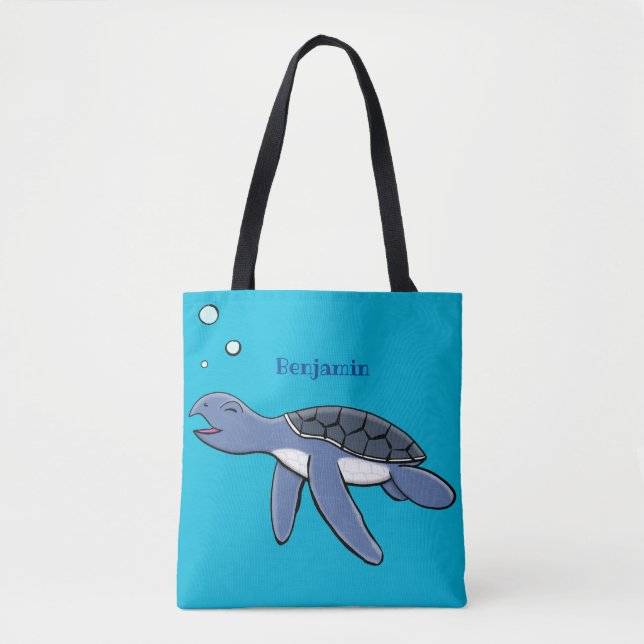 Bolsa Tote Figura de desenho animado de tartaruga-do-mar (Frente)
