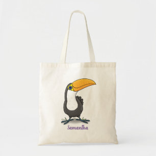 Bolsa Tote Figura de desenho animado de tucano feliz e bonito