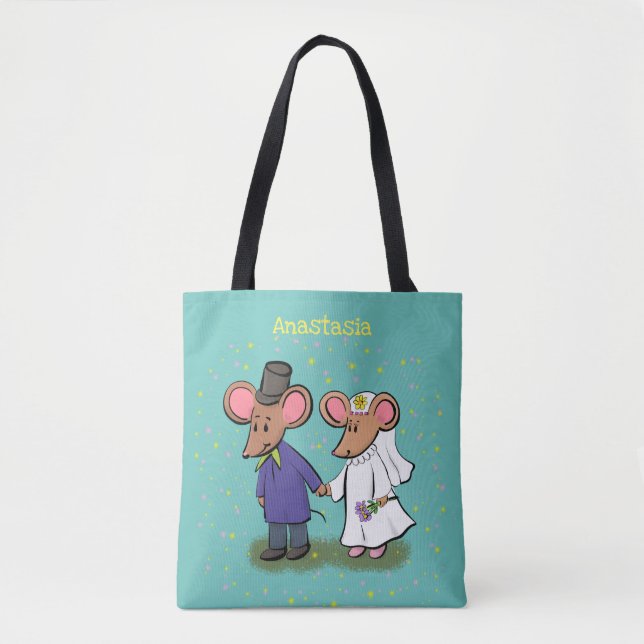 Bolsa Tote Figura de desenho animado do casal do mouse (Frente)