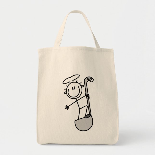 Bolsa Tote Figura de Palito de Chef com Concha (Frente)