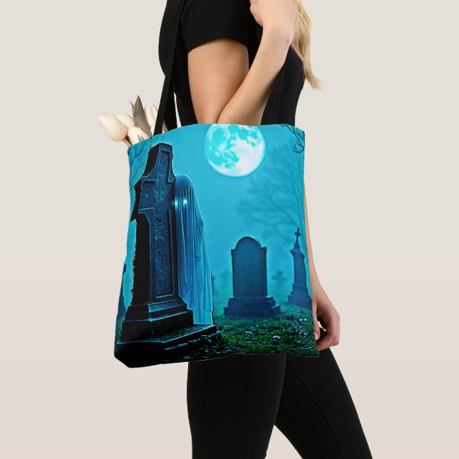 Bolsa Tote Figura fantasma em um Design cemitério (Close Up)