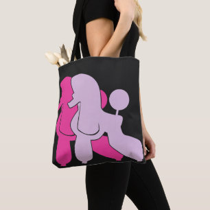 Bolsa Tote Figura moderna do casal Poodle rosa