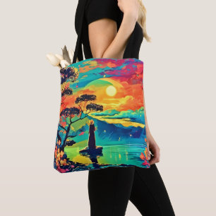 Bolsa Tote Figura solitária no Sunset