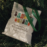 Bolsa Tote Filas de dança retrorreflectoras da festa de solte<br><div class="desc">Festa de solteira personalizada Filas retrorreflectoras na bolsa que você pode personalizar com o nome da noiva. Camisa de design de retrato de festa de noiva perfeitamente correspondente</div>