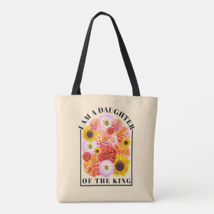 Bolsa Tote Filha do Rei Versículo Bíblico Flor Silvestre Fé