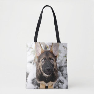 Bolsa Tote Filhote de cachorro bonito que olha acima