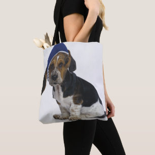 Bolsa Tote Filhote de cachorro de Basset Hound com viseira