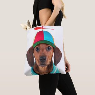 Bolsa Tote Filhote de cachorro do Dachshund que veste o