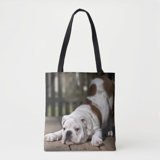 Bolsa Tote Filhote de cachorro inglês do buldogue (Frente)