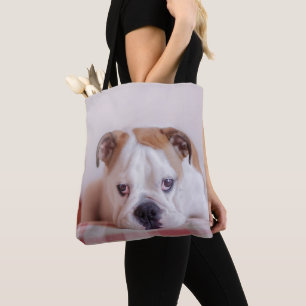 Bolsa Tote Filhote de cachorro inglês tímido do buldogue