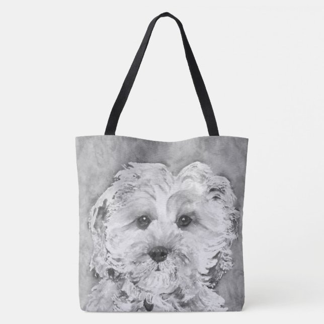 Bolsa Tote Filhote de cachorro "Ollie" de Cavapoo. (Verso)