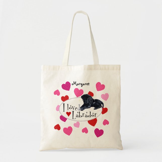 Bolsa Tote Filhote de cachorro preto personalizado de (Frente)