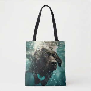 Bolsa Tote Filhote de Labrador Nadando Debaixo d'Água Design
