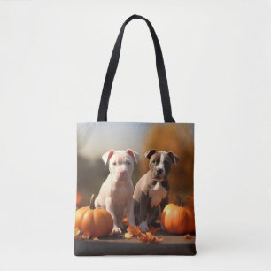 Bolsa Tote Filhote de Pitbull Delícia de Outono Abóbora 