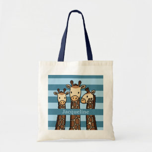 Bolsa Tote Filhote girafa bonita Trio, adicione o nome da cri