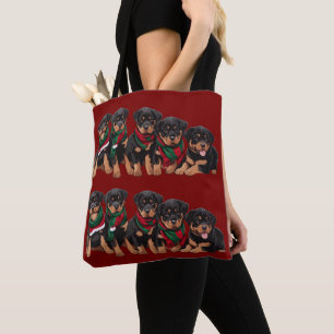 Bolsa Tote Filhotes de Rottweiler do Merry Chrismutts Usando