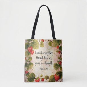 Bolsa Tote Filipenses 4:13 Versículo Bíblico em Design Atempo