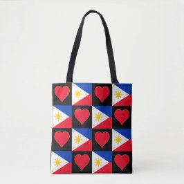 Bolsa Tote Filipinas Flag Heart Pattern Patriotic Filipino