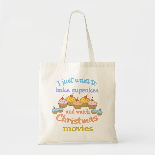 Bolsa Tote Filmes de Natal e Cupcakes (Frente)