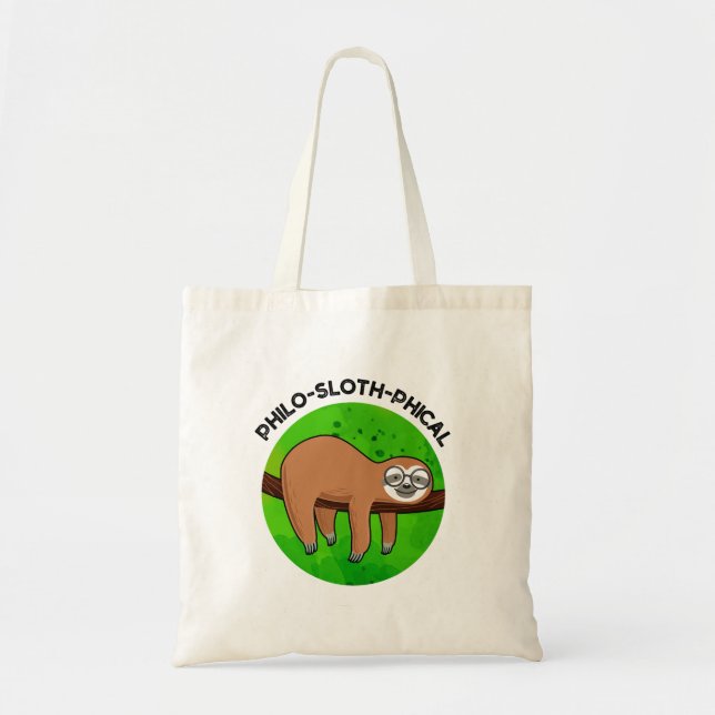 Bolsa Tote Filo-preguiçoso Funny Animal Sloth Pun (Frente)