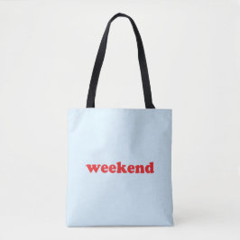 Bolsa Tote "fim de semana" azul-claro vermelho