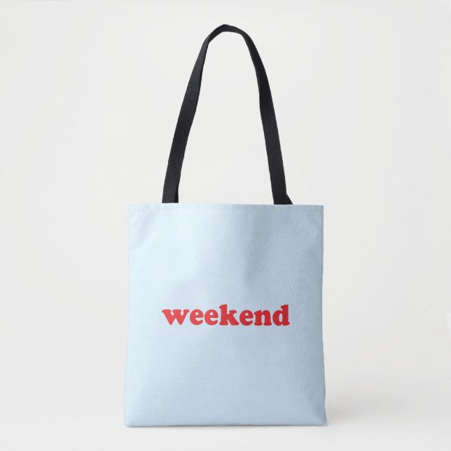 Bolsa Tote "fim de semana" azul-claro vermelho (Frente)