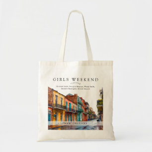 Bolsa Tote Fim de semana das garotas aquarela em Nova Orleans
