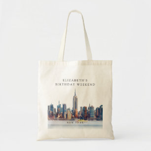 Bolsa Tote Fim de Semana de Aniversário com Aquarela de Nova