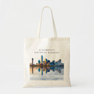Bolsa Tote Fim de semana de aniversário em Dallas com aguarel