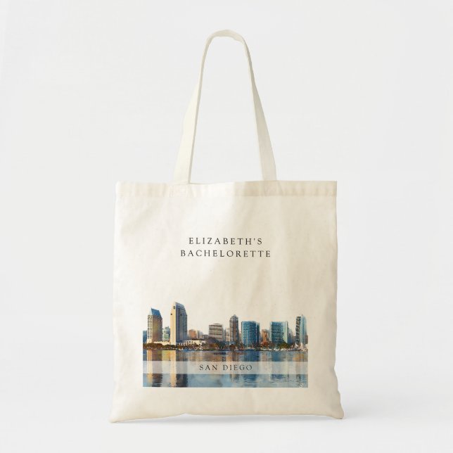 Bolsa Tote Fim de Semana de Despedida de Solteira em Aquarela (Frente)