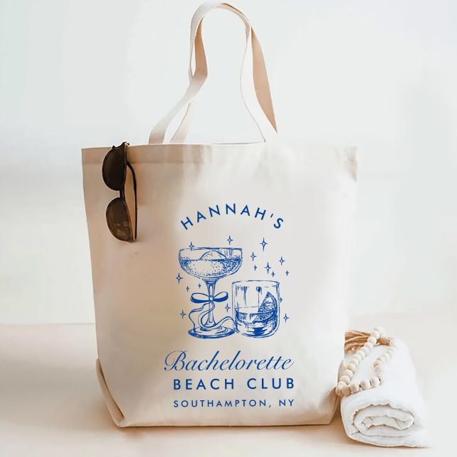 Bolsa Tote Fim de Semana de Despedida de Solteira Rosa e Azul (Criador carregado)