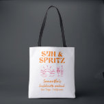Bolsa Tote Fim de Semana de Despedida de Solteira Sun and Spr<br><div class="desc">Saco de Compras Fim de Semana de Despedida de Solteira Sun and Spritz Este saco é um presente perfeito para as suas amigas no seu fim de semana especial! Esta bolsa divertida apresenta um layout desenhado à mão com ilustrações também desenhadas à mão, juntamente com uma fonte manuscrita! Você tem...</div>
