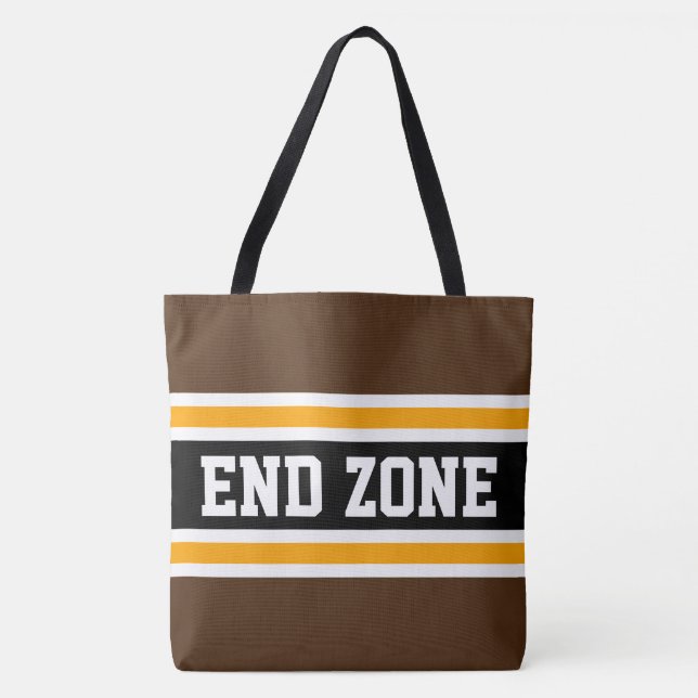 Bolsa Tote Fim ZONA Negrito Athletic Brown Amarelo Stripes (Frente)