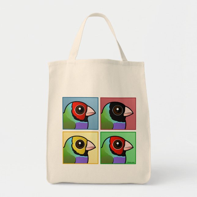 Bolsa Tote Finch Gouldian de Quatro Cores (Frente)