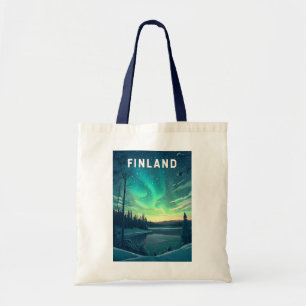 Bolsa Tote Finlândia Ilustração Viagem Art Vintage