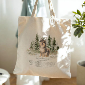Bolsa Tote Finnish Lapphund Dog Watercolor Breed Quote
