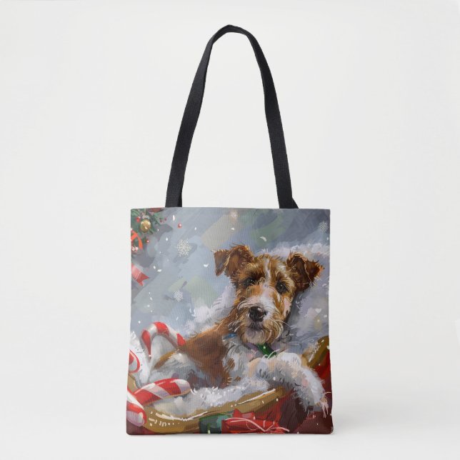 Bolsa Tote Fio Fox Terrier Cão Festivo (Frente)