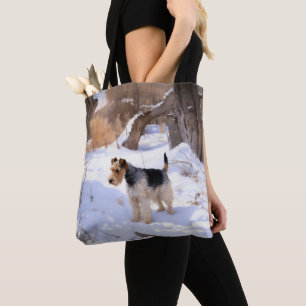 Bolsa Tote Fio Fox Terrier Deixe-o nevar no Natal