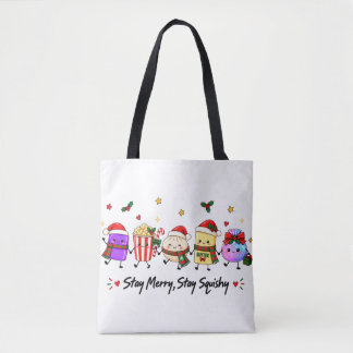 Bolsa Tote Fique Alegre Fique Esmagável Natal Viral Squishies