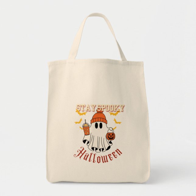 Bolsa Tote Fique Assustador Fantasma Halloween  (Frente)