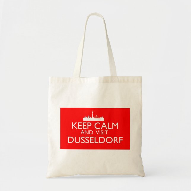 Bolsa Tote Fique calmo e visite Dusseldorf (Frente)