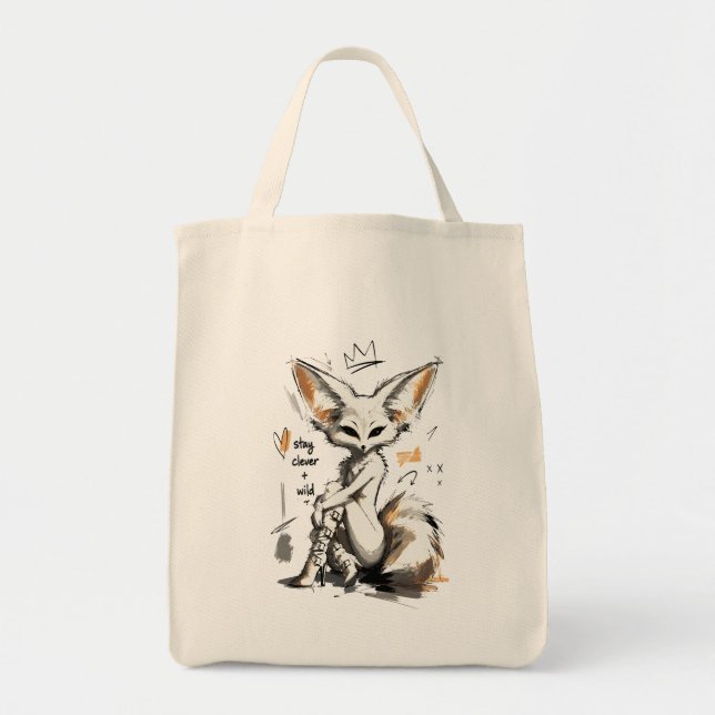 Bolsa Tote Fique Esperto Raposa Fennec Selvagem – Moda Antróp (Frente)
